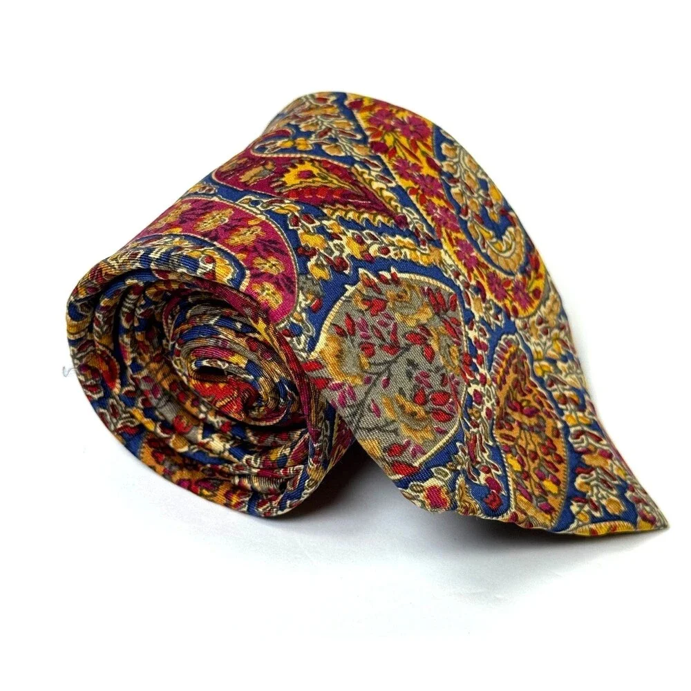 Vintage‎ Etro Silk Tie Paisley Baroque Multicolor Milano Italy Print Made in USA